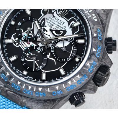 WWF Daytona Cronus Art X ETA A7750 Automatic Chronograph Mens Watch  Forged Carbon Game Panda White Dial Blue Nylo