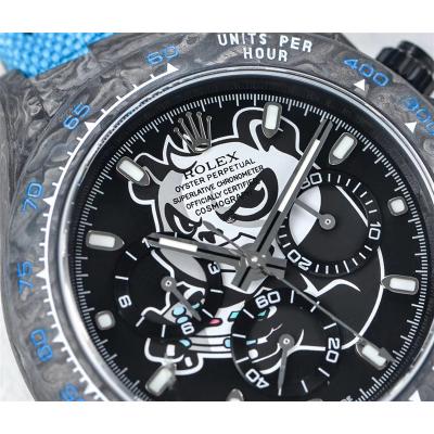 WWF Daytona Cronus Art X ETA A7750 Automatic Chronograph Mens Watch  Forged Carbon Game Panda White Dial Blue Nylo