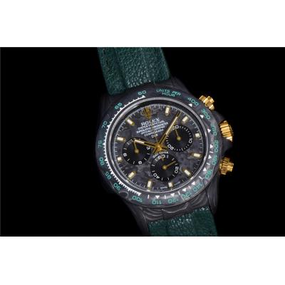 TWF Daytona DIW A7750 Automatic Mens Watch Black Case and Bezel Colorfu Dial Green Nylon Strap Best Edition