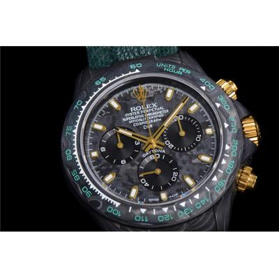 TWF Daytona DIW A7750 Automatic Mens Watch Black Case and Bezel Colorfu Dial Green Nylon Strap Best Edition