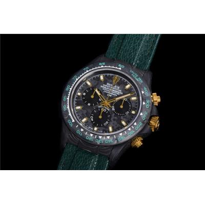 TWF Daytona DIW A7750 Automatic Mens Watch Black Case and Bezel Colorfu Dial Green Nylon Strap Best Edition