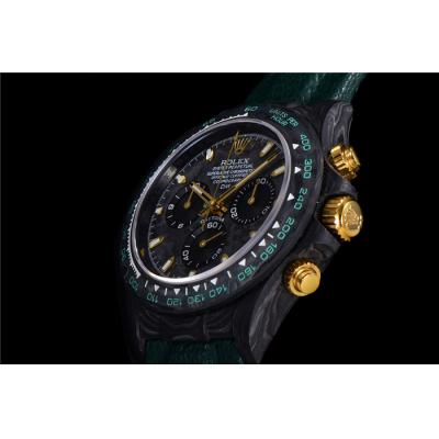 TWF Daytona DIW A7750 Automatic Mens Watch Black Case and Bezel Colorfu Dial Green Nylon Strap Best Edition