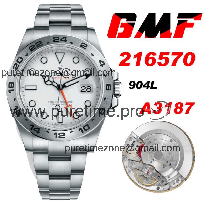 GMF Explorer II 216570 A3187 Automatic Mens Watch White Dial 904L Steel Bracelet Best Edition