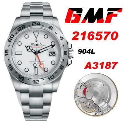 GMF Explorer II 216570 A3187 Automatic Mens Watch White Dial 904L Steel Bracelet Best Edition