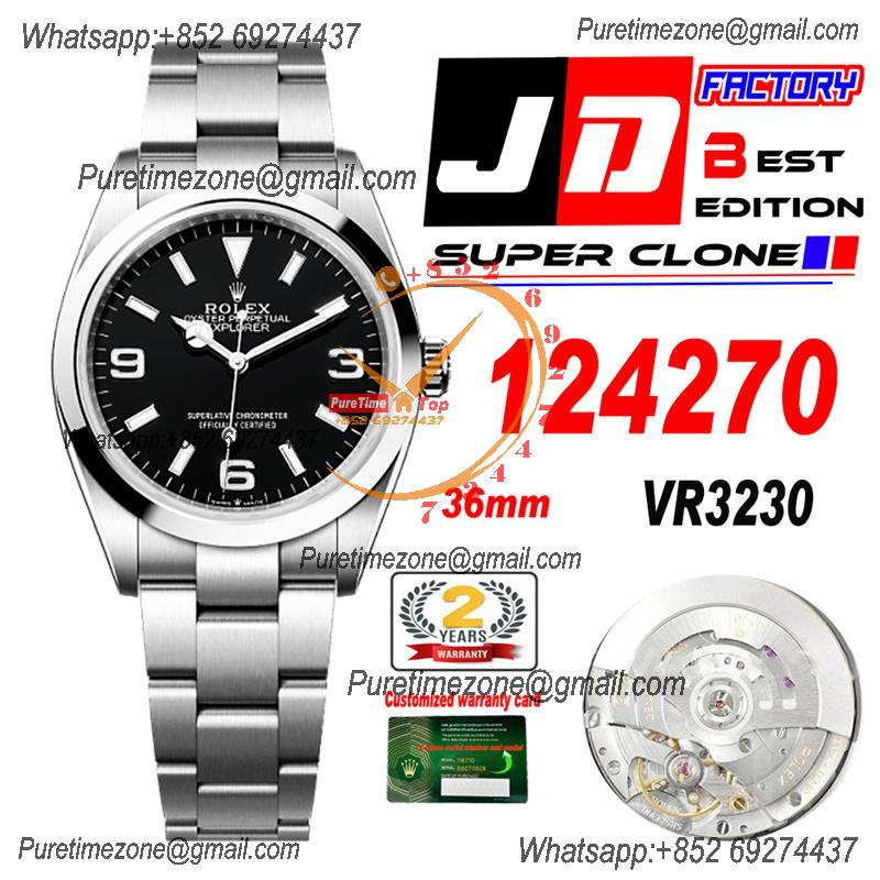 Explorer 36 124270 VR3230 Automatic Unisex Watch Best Edition JDF Black Dial 904L SS Oystersteel Bracelet