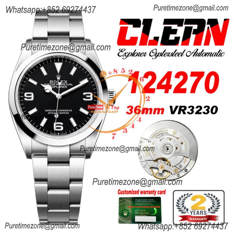 Explorer 124270 36mm VR3230 Automatic Mens Watch Best Edition CLEAN Black Dial 904L Oyster SS Bracelet CHS