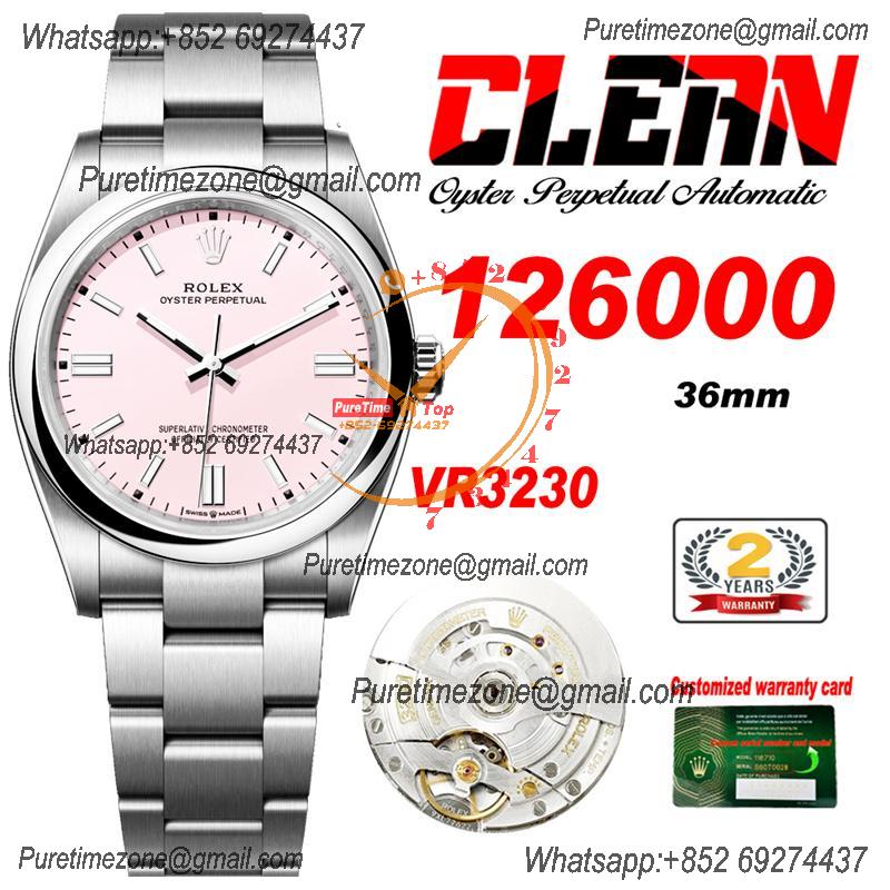 Oyster Perpetual 126000 36mm VR3230 Automatic Unisex Watch Best Edition CLEAN Pink Dial 904L Oyster SS Bracelet