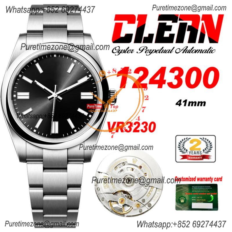 Oyster Perpetual 124300 41mm VR3230 Automatic Mens Watch Best Edition CLEAN Black Dial 904L Oyster SS Bracelet