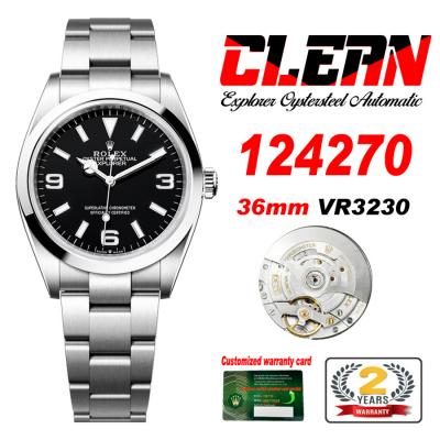 Explorer 124270 36mm VR3230 Automatic Mens Watch Best Edition CLEAN Black Dial 904L Oyster SS Bracelet CHS