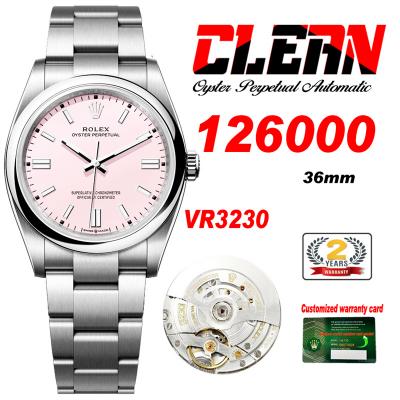 Oyster Perpetual 126000 36mm VR3230 Automatic Unisex Watch Best Edition CLEAN Pink Dial 904L Oyster SS Bracelet