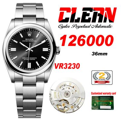 Oyster Perpetual 126000 36mm VR3230 Automatic Unisex Watch Best Edition CLEAN Black Dial 904L Oyster SS Bracelet