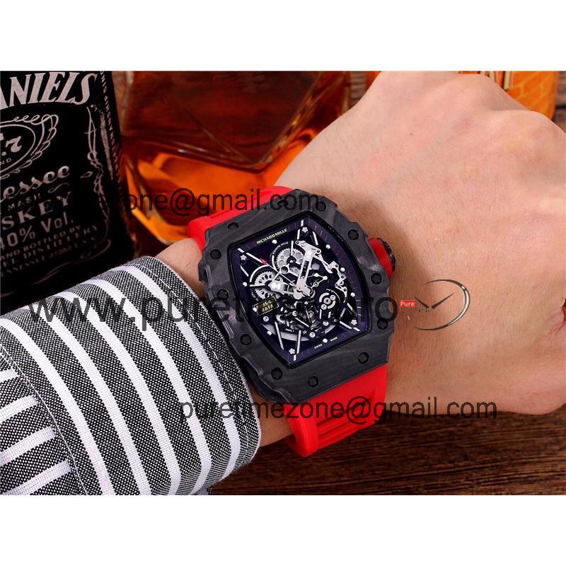 Replica  RICHARD MILLE RM35-02 Miyota Automatic Mens Watch  Carbon Fiber Pattern RM-H10   