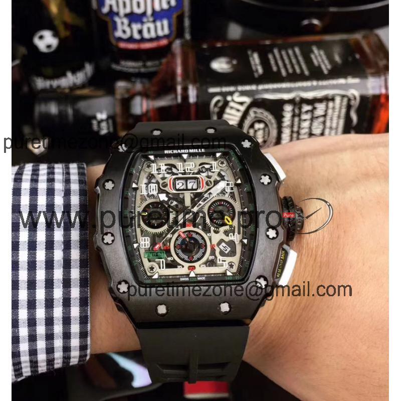 Replica RICHARD MILLE Flyback Chrono RM011 RM11-03 Miyota Automatic Mens Watch PVD Black Steel Case