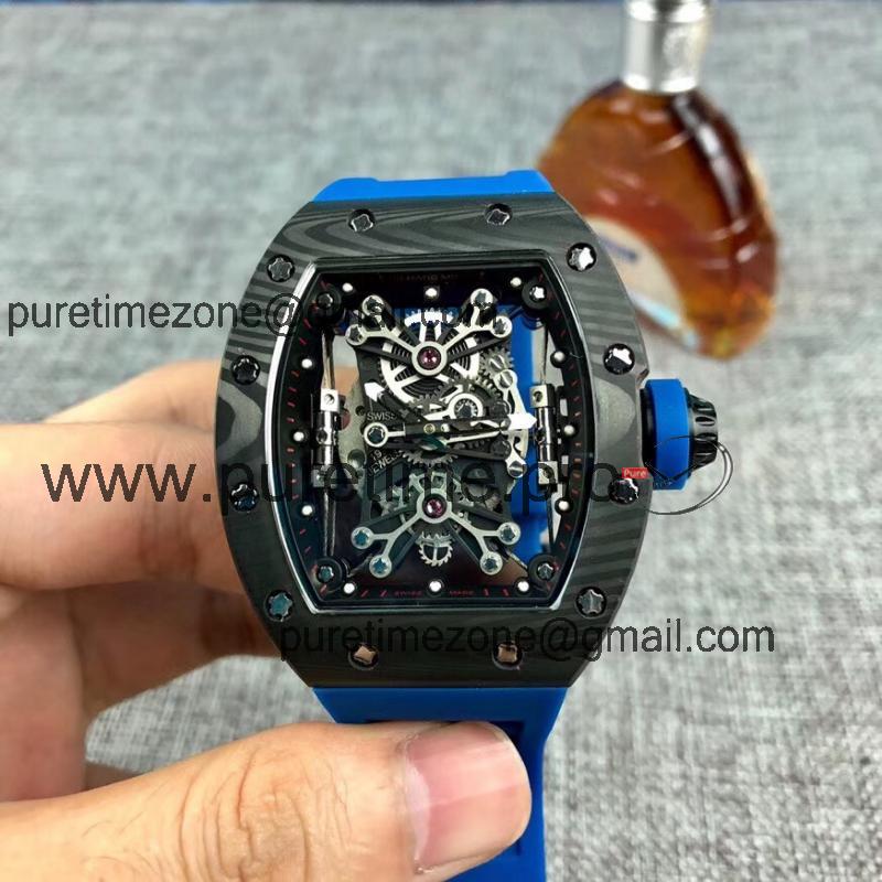 Replica RICHARD MILLE RM50-27-01 Miyota Automatic Mens Watch Carbon Fiber Blue  Rubber Strap