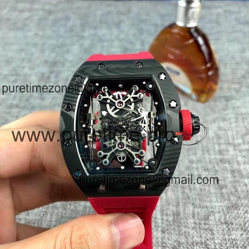 Replica RICHARD MILLE RM50-27-01 Miyota Automatic Mens Watch Carbon Fiber Red Rubber Strap