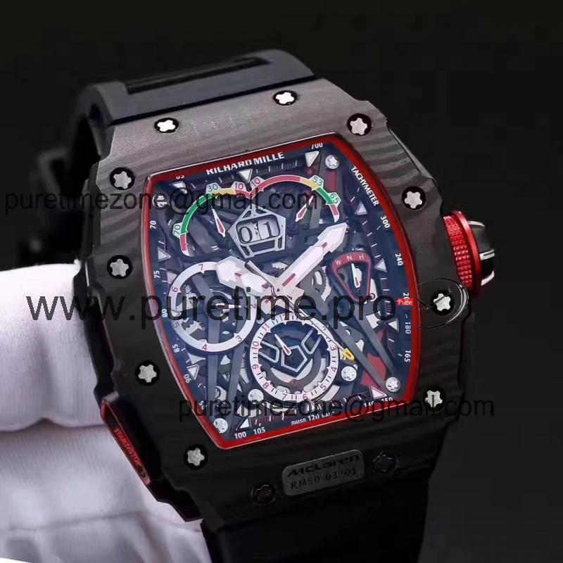 Replica RICHARD MILLE RM50-03/01 McLaren F1 Miyota Automatic RM50-03 Mens Watch Carbon Fiber Black Rubber 4 Style