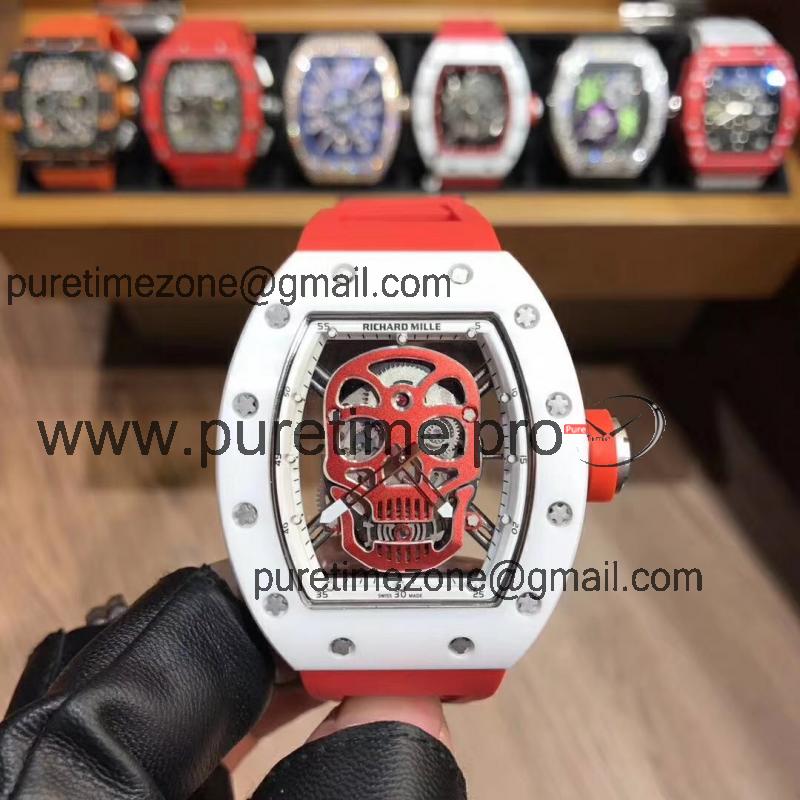 Replica RICHARD MILLE RM052 Skull Dial Miyota Automatic Ceramic Case Red Rubber