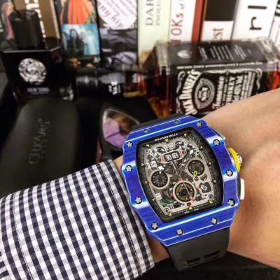 Replica V2 RICHARD MILLE RM011 RM11-03 Miyota Automatic Mens Watch Carbon Fiber Rubber Strap RM011 