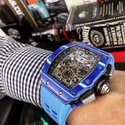 Replica V2 RICHARD MILLE RM011 RM11-03 Miyota Automatic Mens Watch Carbon Fiber Rubber Strap RM011 