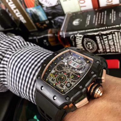 Replica V2 RICHARD MILLE RM011 RM11-03 Miyota Automatic Mens Watch Carbon Fiber Two Tone Rose Gold Black Rubber Strap RM