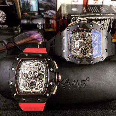 Replica V2 RICHARD MILLE RM011 RM11-03 Miyota Automatic Mens Watch Carbon Fiber Two Tone Rose Gold Black Rubber Strap RM