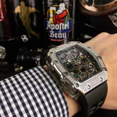 Replica  RICHARD MILLE RM011 RM11-03 Miyota Automatic Mens Watch Steel Case Diamond Bezel Rubber Strap RM011