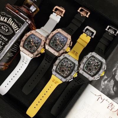 Replica  RICHARD MILLE RM011 RM11-03 Miyota Automatic Mens Watch Steel Case Diamond Bezel Rubber Strap RM011