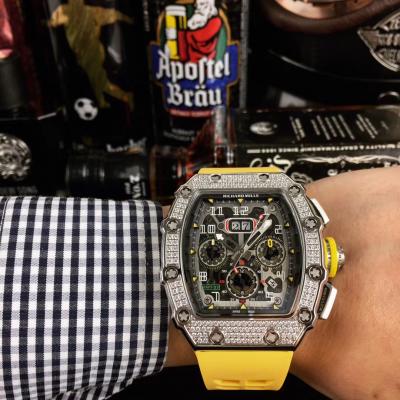 Replica  RICHARD MILLE RM011 RM11-03 Miyota Automatic Mens Watch Steel Case Diamond Bezel Rubber Strap RM011