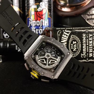 Replica  RICHARD MILLE RM011 RM11-03 Miyota Automatic Mens Watch Steel Case Diamond Bezel Rubber Strap RM011