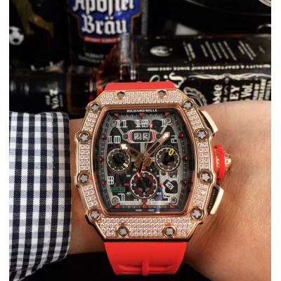 Replica RICHARD MILLE RM011 RM11-03 Miyota Automatic Mens Watch Rose Gold Diamond Bezel 