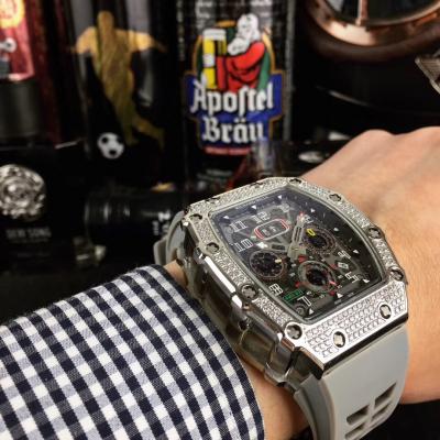 Replica  RICHARD MILLE RM011 RM11-03 Miyota Automatic Mens Watch Steel Case Diamond Bezel Gray Rubber