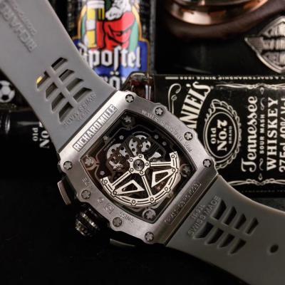 Replica  RICHARD MILLE RM011 RM11-03 Miyota Automatic Mens Watch Steel Case Diamond Bezel Gray Rubber