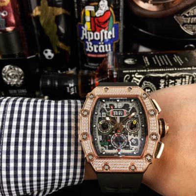 Replica  RICHARD MILLE RM011 RM11-03 Miyota Automatic Mens Watch Steel Case Diamond Bezel Gray Rubber