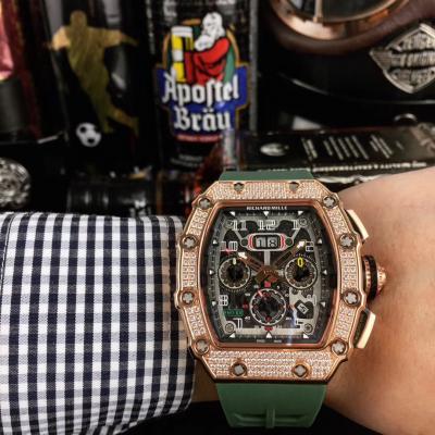 Replica  RICHARD MILLE RM011 RM11-03 Miyota Automatic Mens Watch Steel Case Diamond Bezel Gray Rubber