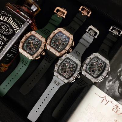 Replica  RICHARD MILLE RM011 RM11-03 Miyota Automatic Mens Watch Steel Case Diamond Bezel Gray Rubber