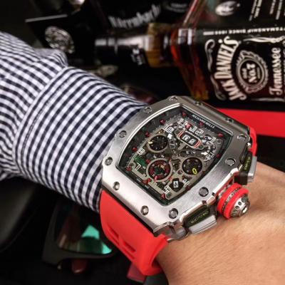 Replica RICHARD MILLE Flyback Chrono RM011 RM11-03 Miyota Automatic Mens Watch Steel Case Red Rubber Strap 