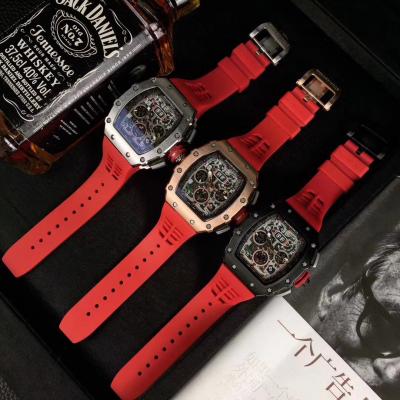 Replica RICHARD MILLE Flyback Chrono RM011 RM11-03 Miyota Automatic Mens Watch Steel Case Red Rubber Strap 