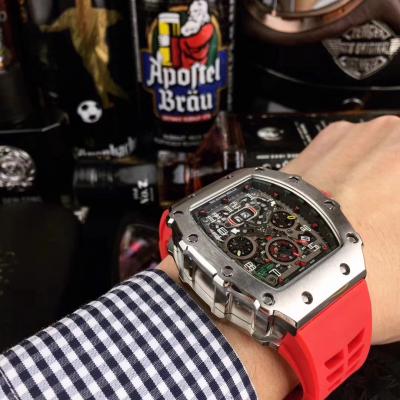 Replica RICHARD MILLE Flyback Chrono RM011 RM11-03 Miyota Automatic Mens Watch Steel Case Red Rubber Strap 