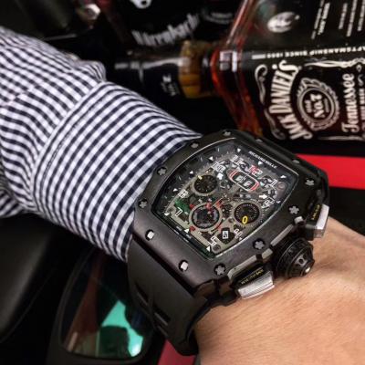 Replica RICHARD MILLE Flyback Chrono RM011 RM11-03 Miyota Automatic Mens Watch PVD Black Steel Case