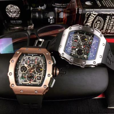 Replica RICHARD MILLE Flyback Chrono RM011 RM11-03 Miyota Automatic Mens Watch PVD Black Steel Case