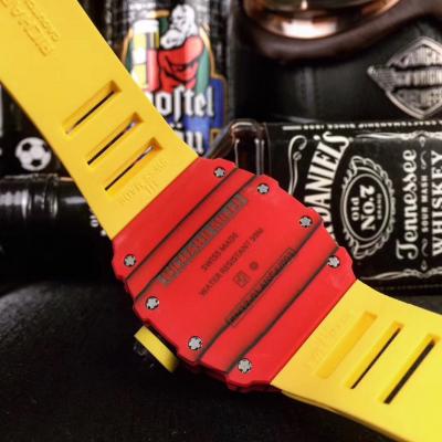 Replica RICHARD MILLE RM12-01 Miyota Automatic Mens Watch Red Carbon Fiber Case Yellow Rubber Strap