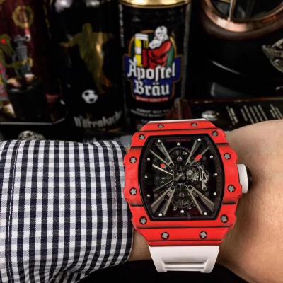 Replica RICHARD MILLE RM12-01 Miyota Automatic Mens Watch Red Carbon Fiber Case Yellow Rubber Strap