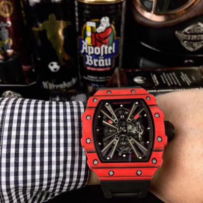 Replica RICHARD MILLE RM12-01 Miyota Automatic Mens Watch Red Carbon Fiber Case Yellow Rubber Strap