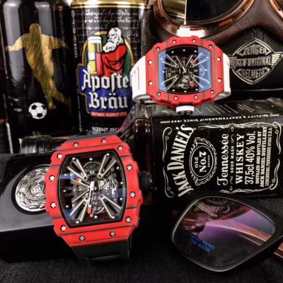 Replica RICHARD MILLE RM12-01 Miyota Automatic Mens Watch Red Carbon Fiber Case Yellow Rubber Strap