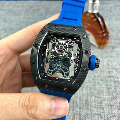 Replica RICHARD MILLE RM50-27-01 Miyota Automatic Mens Watch Carbon Fiber Blue  Rubber Strap