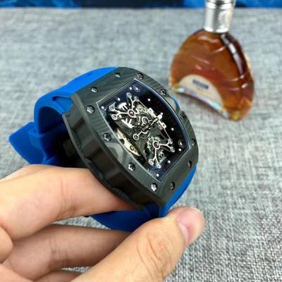 Replica RICHARD MILLE RM50-27-01 Miyota Automatic Mens Watch Carbon Fiber Blue  Rubber Strap