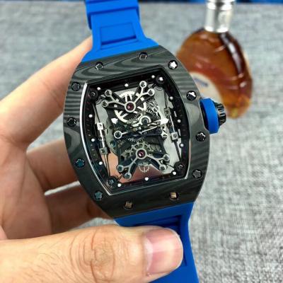 Replica RICHARD MILLE RM50-27-01 Miyota Automatic Mens Watch Carbon Fiber Blue  Rubber Strap