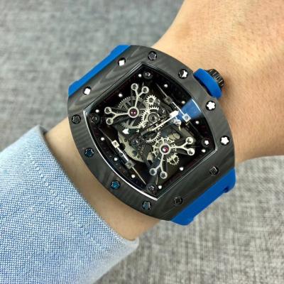 Replica RICHARD MILLE RM50-27-01 Miyota Automatic Mens Watch Carbon Fiber Blue  Rubber Strap