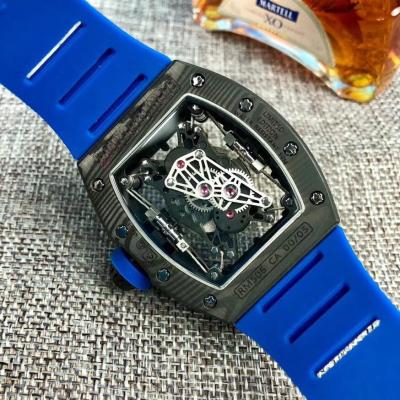 Replica RICHARD MILLE RM50-27-01 Miyota Automatic Mens Watch Carbon Fiber Blue  Rubber Strap