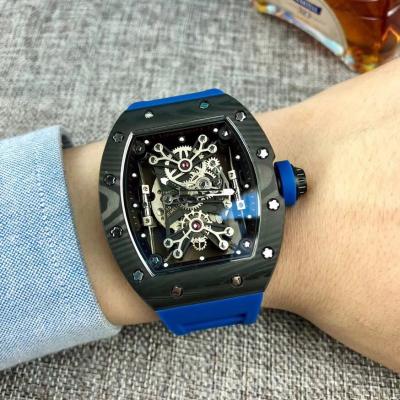 Replica RICHARD MILLE RM50-27-01 Miyota Automatic Mens Watch Carbon Fiber Blue  Rubber Strap